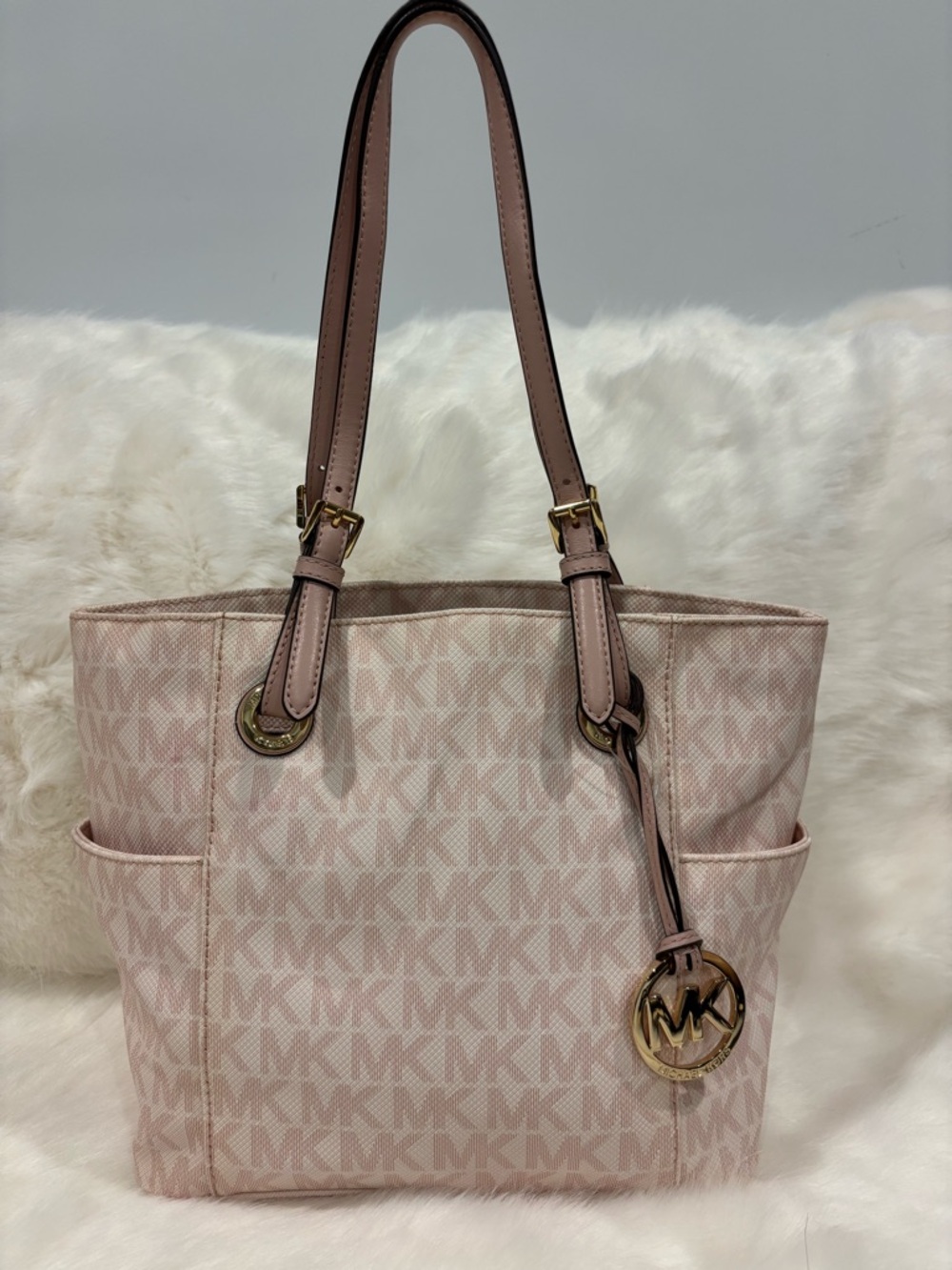 Michael Kors Blush MK Signature Tote with Gold Hardware